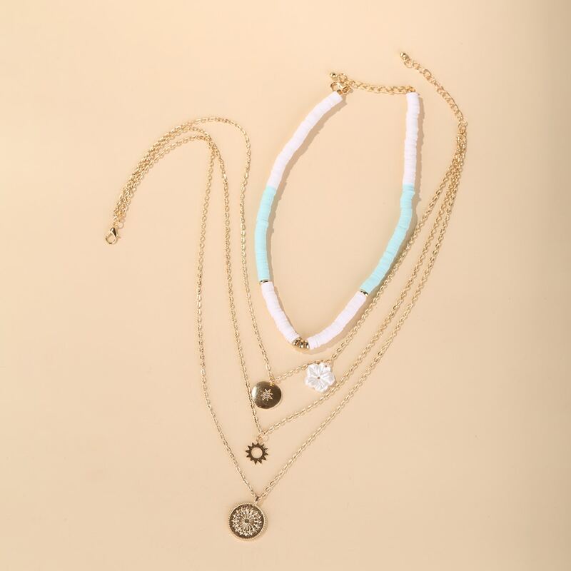 

2pcs Floral Decor Layered Necklace, Multicolor