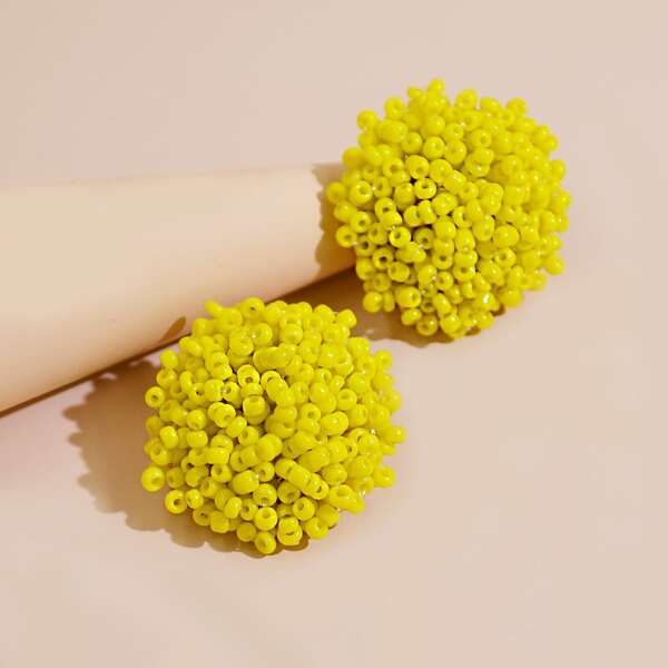 

Beaded Stud Earrings, Yellow
