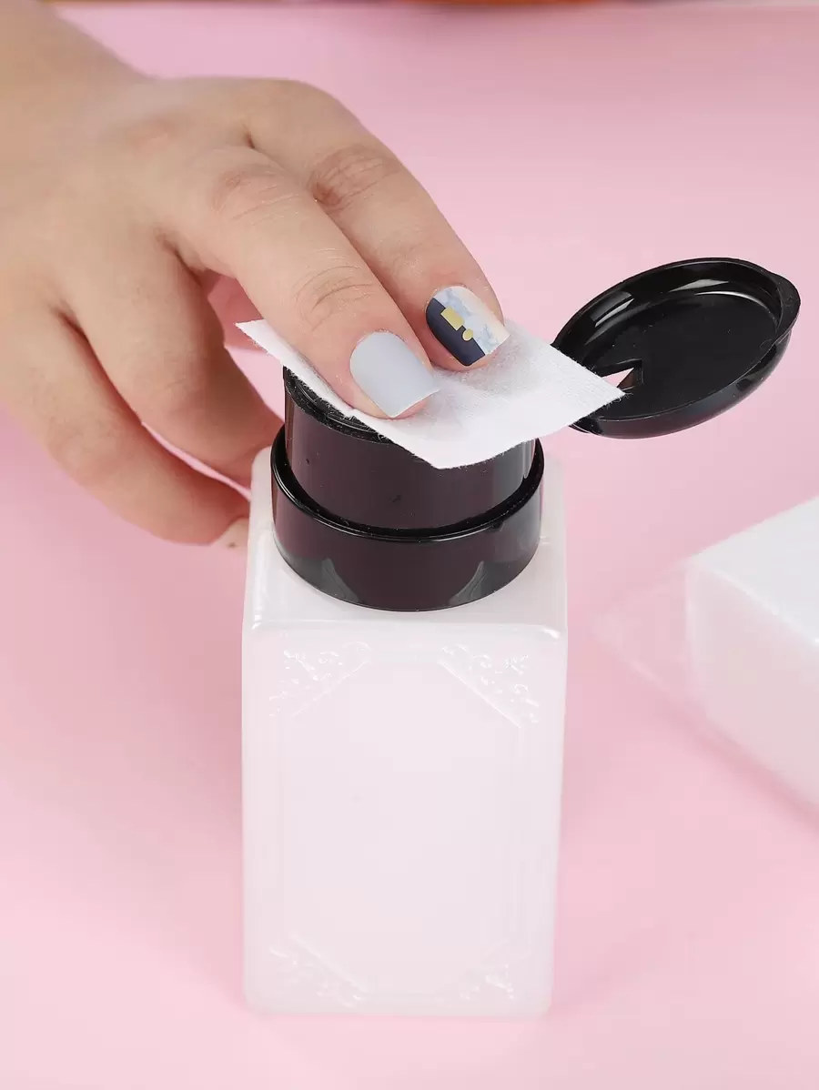 1个白色丙酮卸甲油泵空瓶，适用于洁面乳、爽肤水、卸甲油、唇部和眼部卸妆液，黑色顶盖 - 白色 - 查看 1