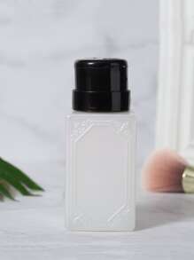 1个白色丙酮卸甲油泵空瓶，适用于洁面乳、爽肤水、卸甲油、唇部和眼部卸妆液，黑色顶盖 - 白色 - 查看 2