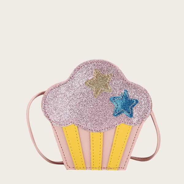 

Girls Glitter Decor Cartoon Shaped Crossbody Bag, Pink