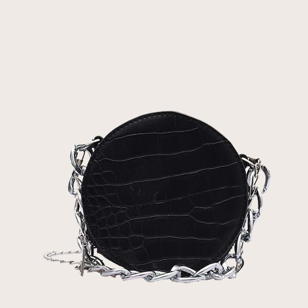 

Girls Croc Embossed Box Bag, Black