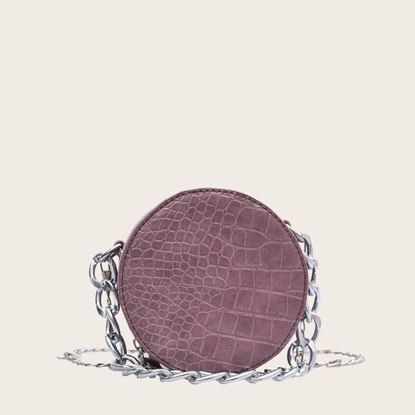 

Girls Croc Embossed Box Bag, Purple