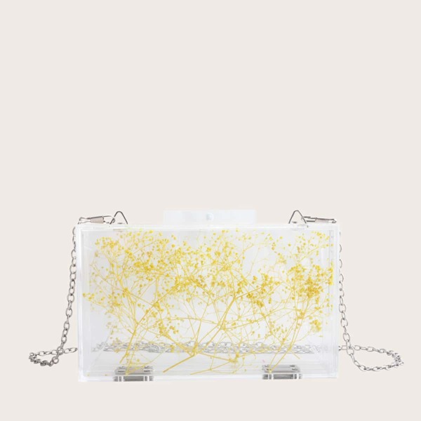 

Clear Gypsophila Decor Chain Box Bag, Yellow clear