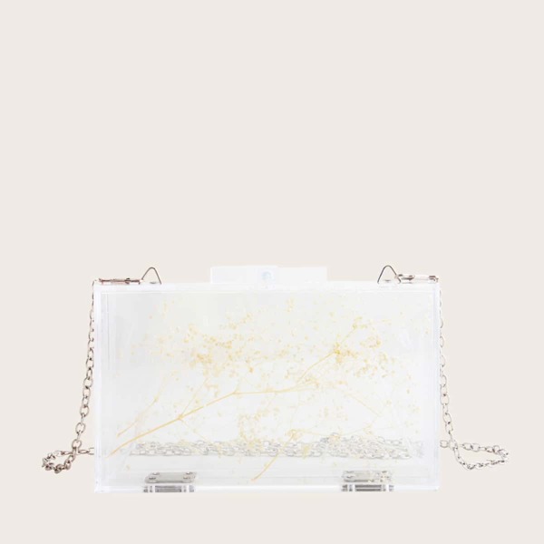 

Clear Gypsophila Decor Chain Box Bag, Apricot clear