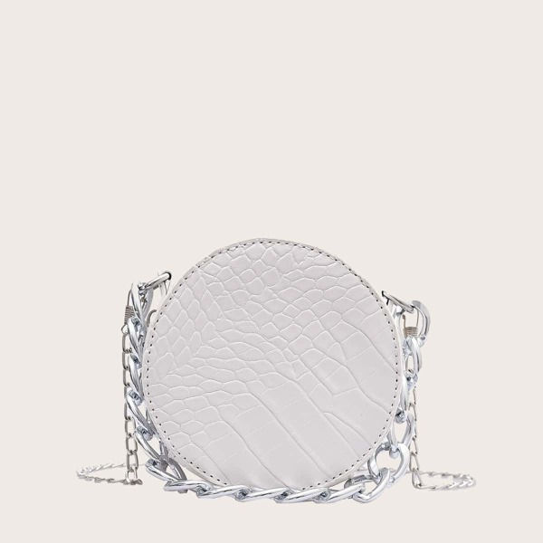 

Girls Croc Embossed Box Bag, White