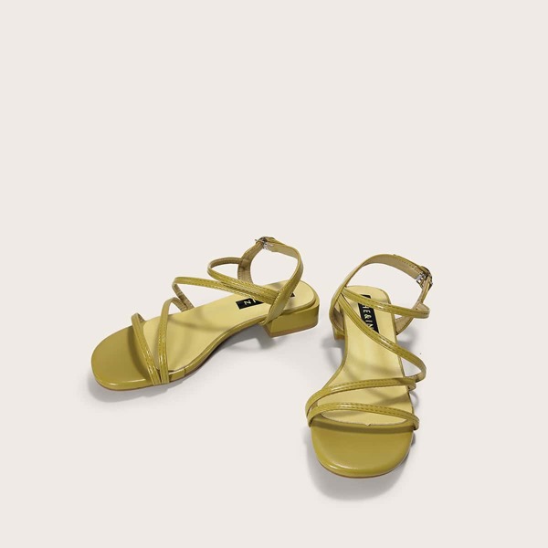 

Open Toe Thin Strap Chunky Sandals, Yellow