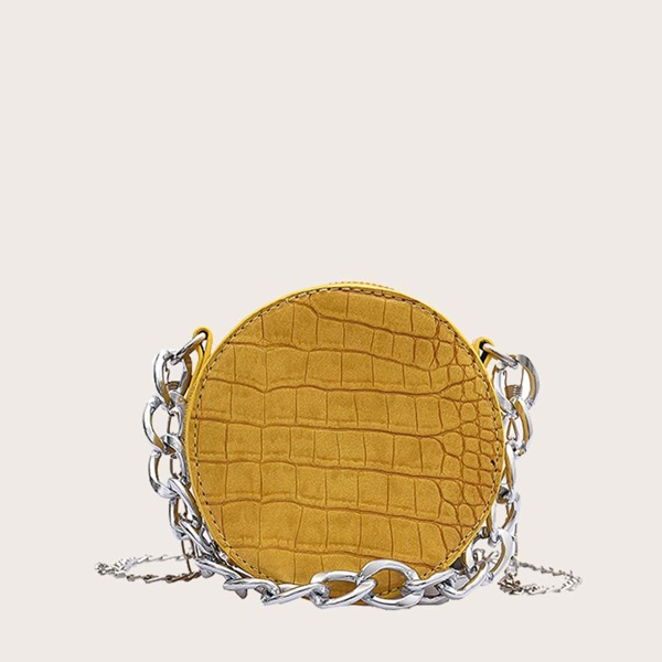 

Girls Croc Embossed Box Bag, Yellow