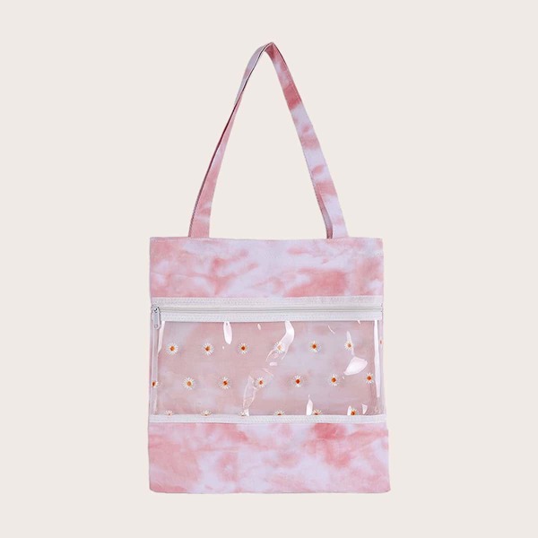

Girls Clear Detail Tie Dye Tote Bag, Pink