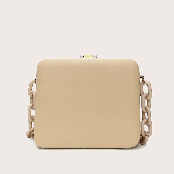 

Minimalist Clip Top Chain Box Bag, Apricot