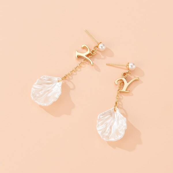 

Shell Drop Earrings, Gold