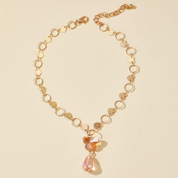 

Butterfly Heart Charm Necklace, Multicolor