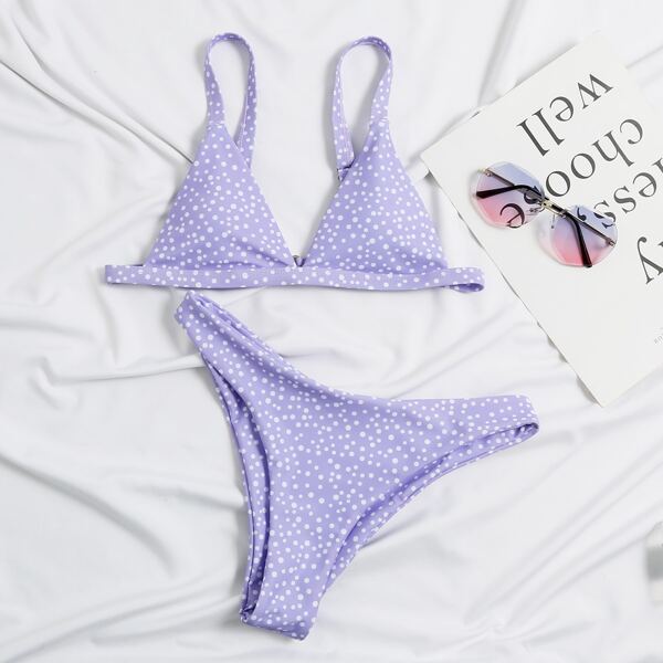 

Dalmatian Triangle Bikini Swimsuit, Pastel lilac purple