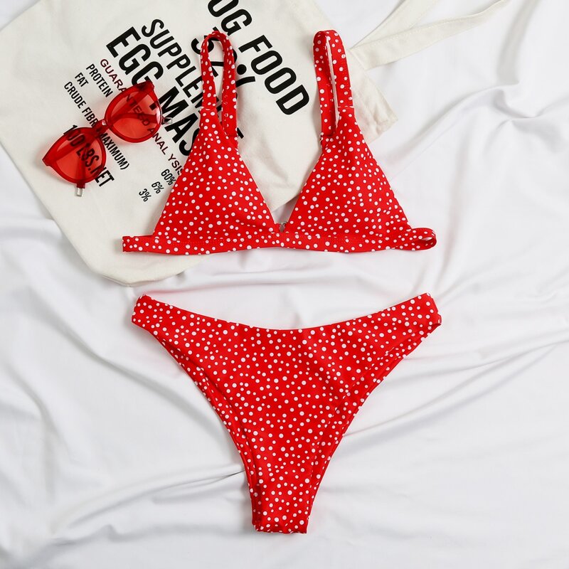

Dalmatian Triangle Bikini Swimsuit, Red