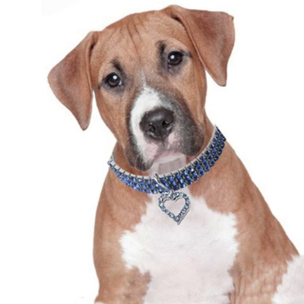 

1pc Heart Pendant Dog Necklace, Blue