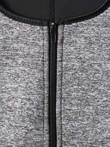 Plus Space Dye Zip Front Waist Trainer - Grey - View 4