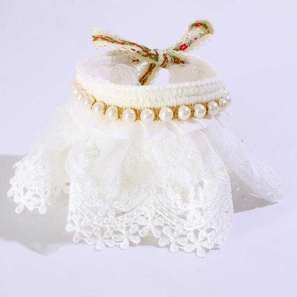 

1pc Lace Dog Bandana, White