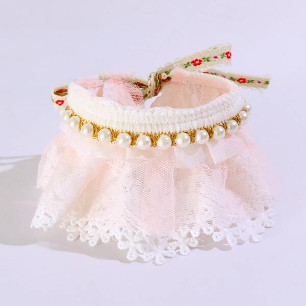 

1pc Lace Dog Bandana, Pink
