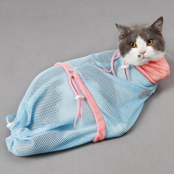 

1pc Cat Grooming Bath Bag, Blue
