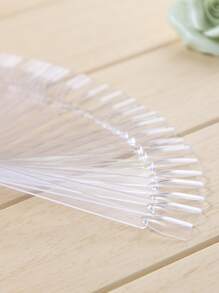 48 piezas carta de uña falsa transparente - transparente - Ver 3