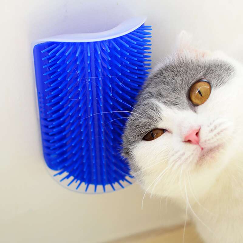 

1pc Cat Corner Self Groomer, Blue