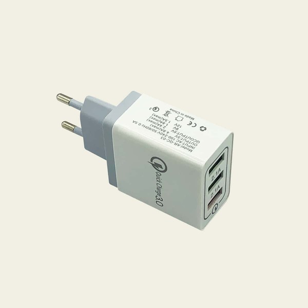 

1pc 3-port USB Charger, Grey