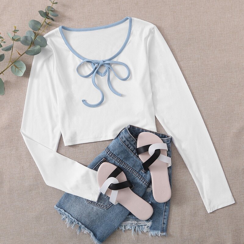 

Tie Neck White Top