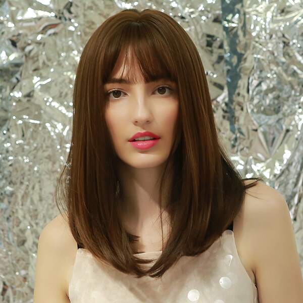 

Natural Long Wig With Bangs, Brown