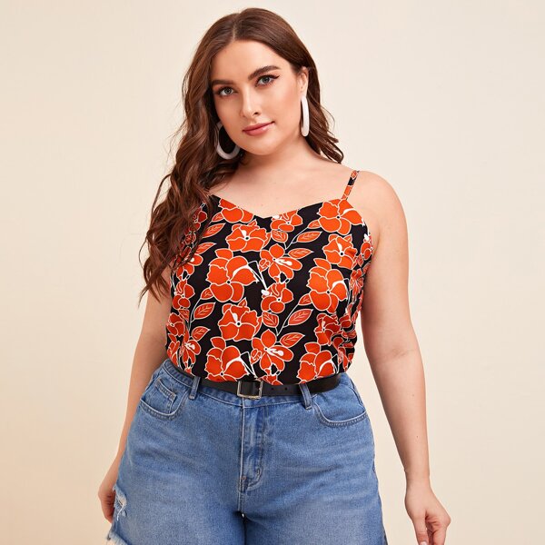 

Plus Floral Print Cami Top, Multicolor