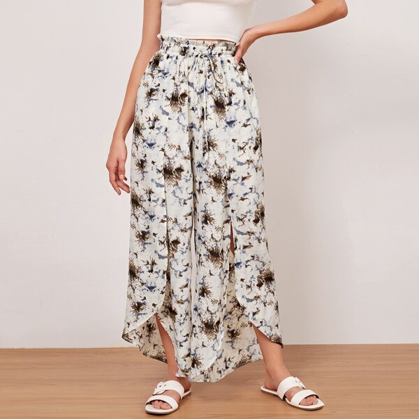 

Tie Dye Print Split Hem Pants, Multicolor