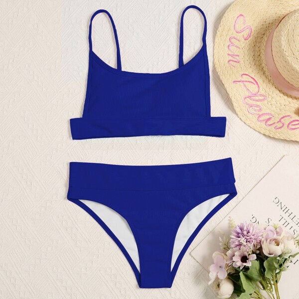 

Solid Rib Bikini Swimsuit, Royal blue