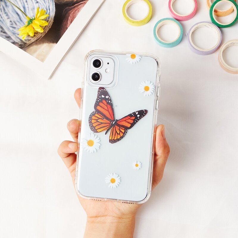 

Butterfly & Daisy Clear iPhone Case, Multicolor