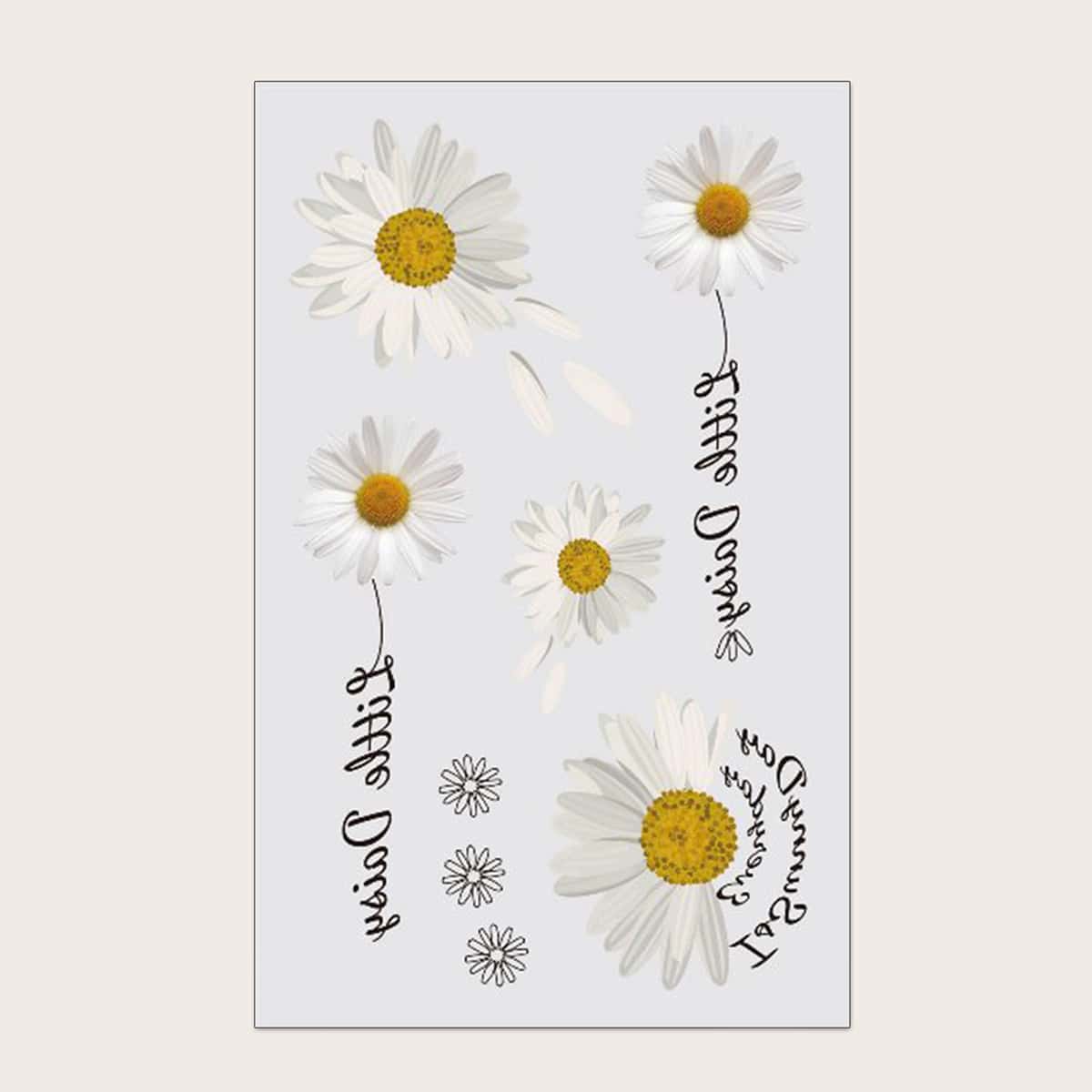 

1sheet Daisy Print Tattoo Sticker, Multicolor