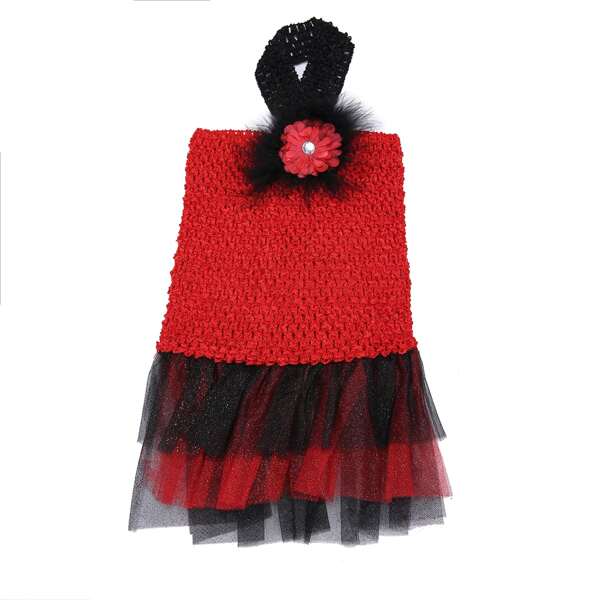 

1pc Mesh Ruffle Dog Dress, Red