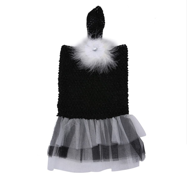 

1pc Mesh Ruffle Dog Dress, Black and white