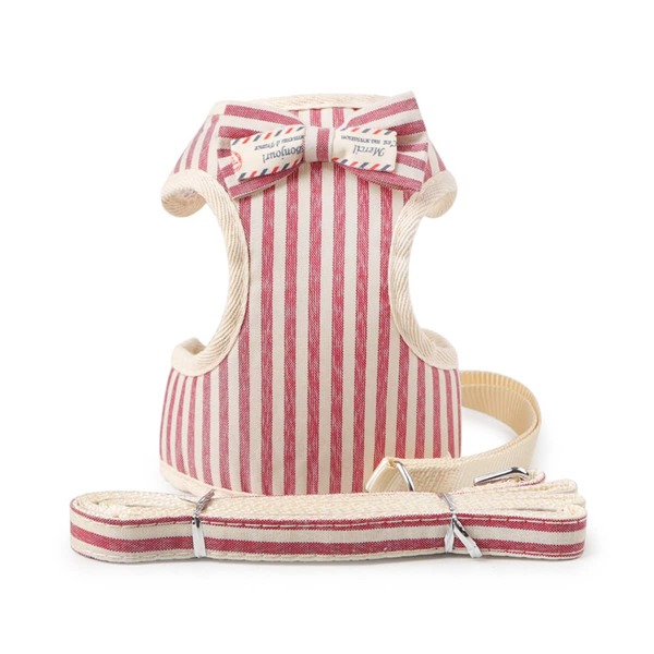 

1pc Dog Striped Vest Harness & 1pc Leash, Pink