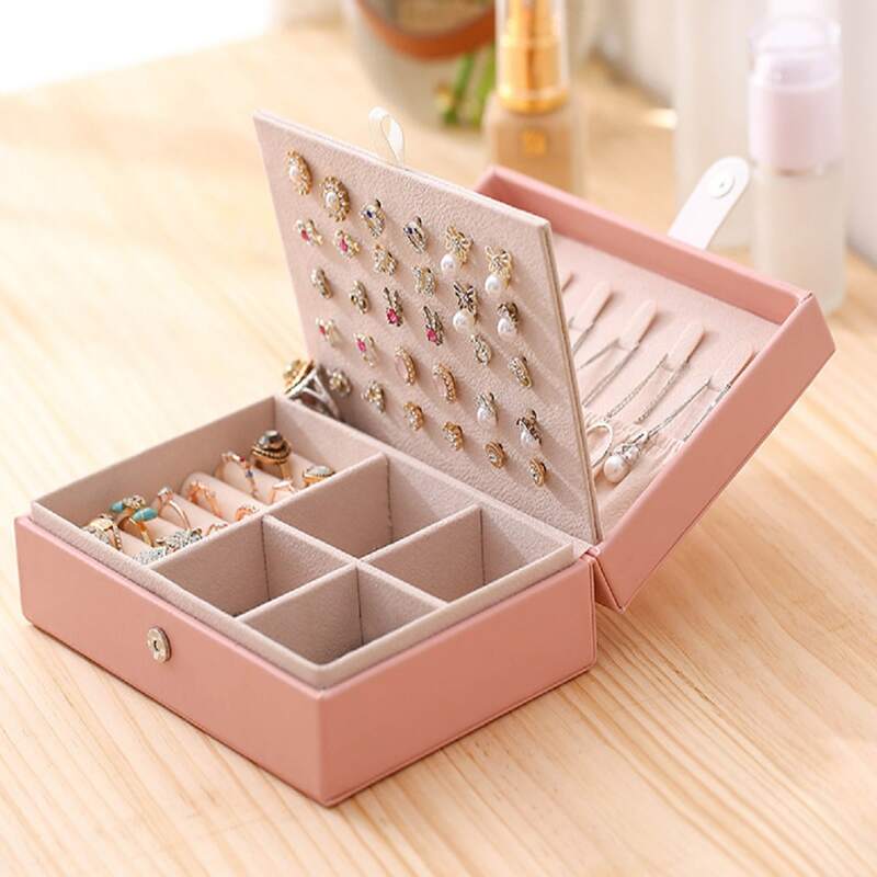 

Multi-grid Jewelry Storage Box, Pink