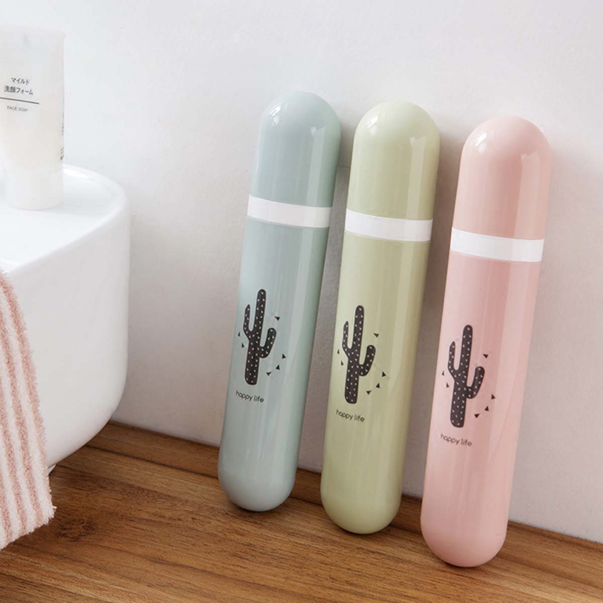 

1pc Cactus Print Random Toothbrush Box, Multicolor