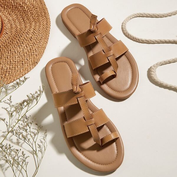 

Toe Loop Slide Sandals, Brown