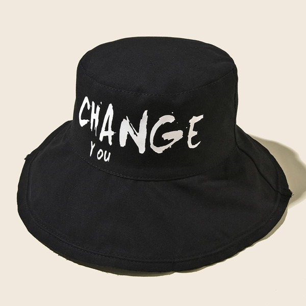 

Letter Graphic Bucket Hat, Black
