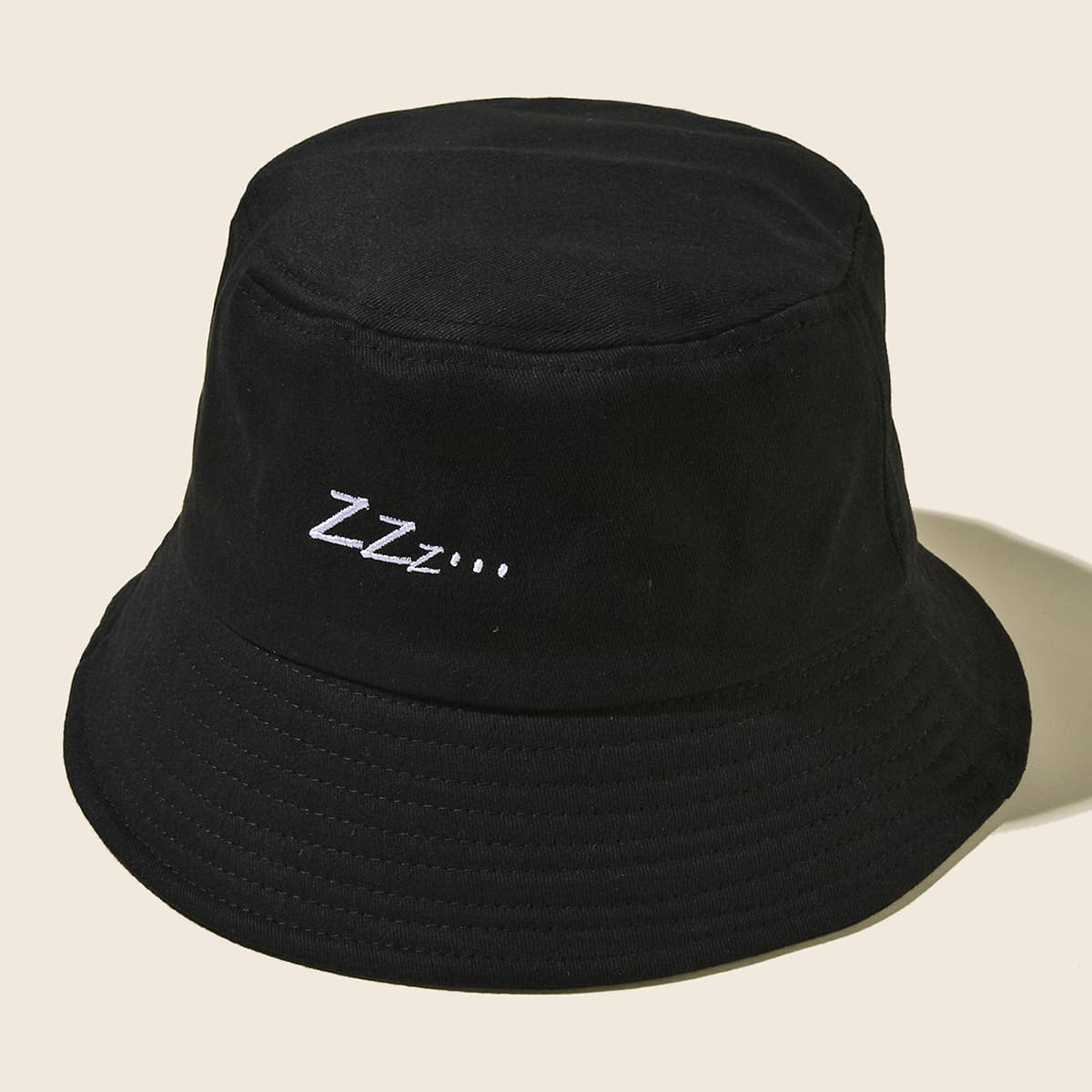 

Letter Embroidery Bucket Hat, Black