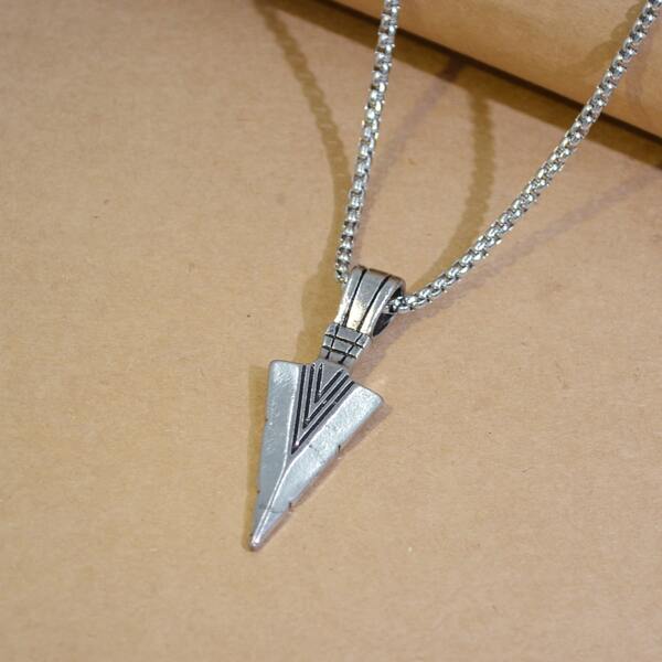 

Men Triangle Pendant Necklace, Silver