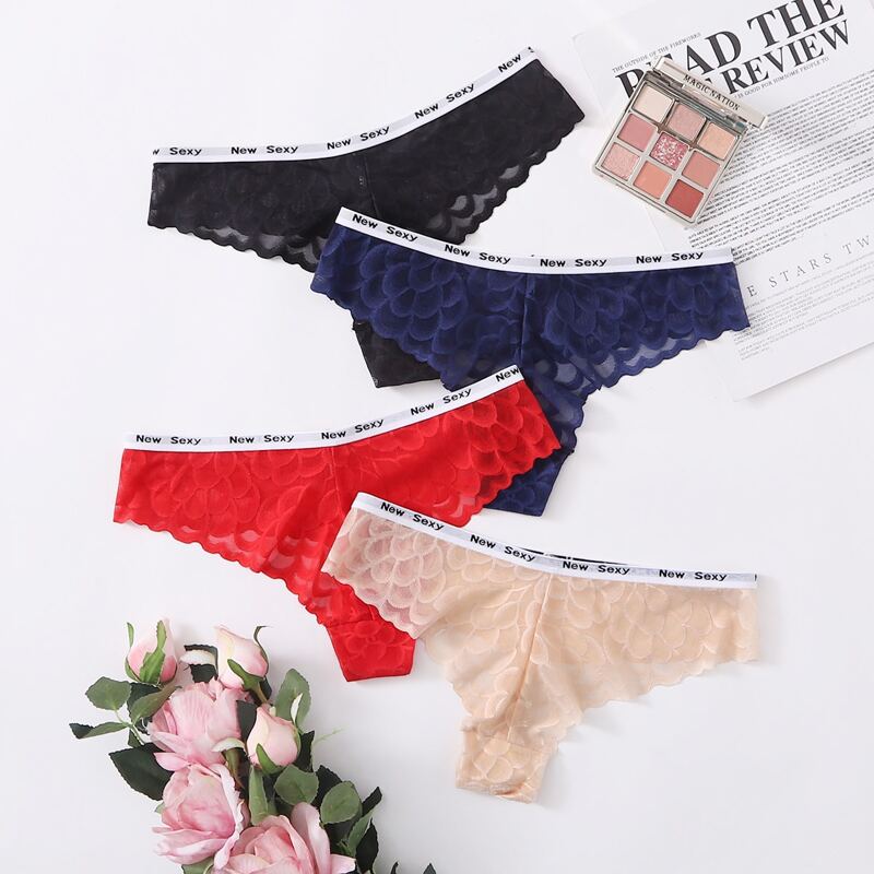 

4pack Letter Tape Mesh Thong, Multicolor