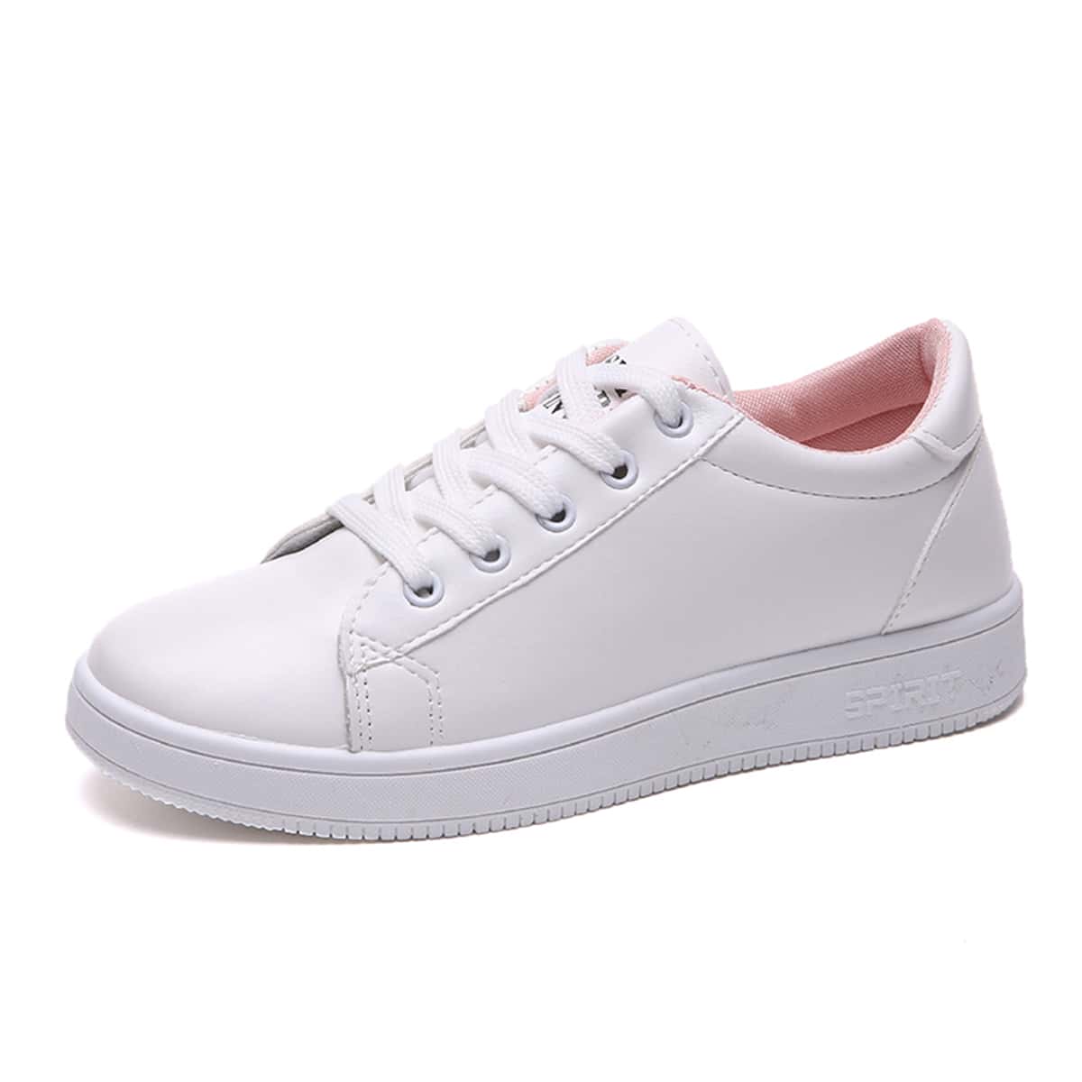 

Cartoon Cat Lace-up Skate Shoes, White