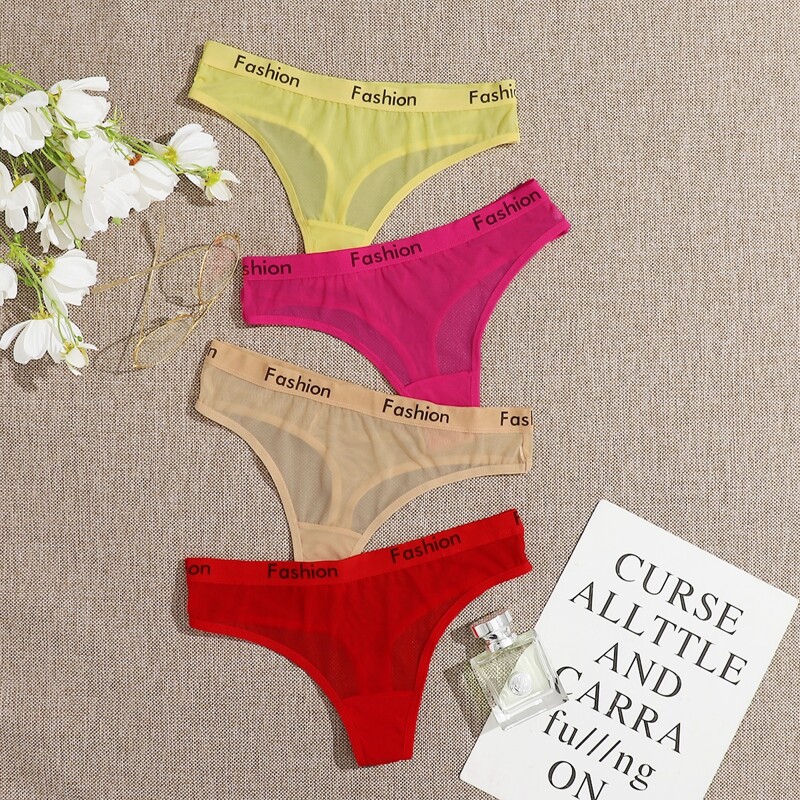 

4pack Letter Tape Panty Set, Multicolor