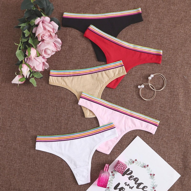 

5pack Rainbow Stripe Tape Thong Set, Multicolor