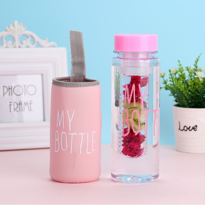 

1pc Slogan Graphic Travel Bottle & 1pc Bag, Pink