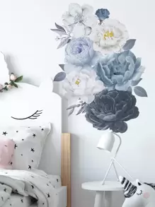 1pc Flower Print Wall Sticker, Modern Floral Print PVC Wall Decal For Home Decoration - Multicolor - View 1