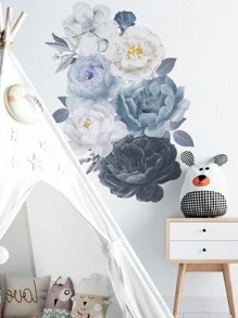 1pc Flower Print Wall Sticker, Modern Floral Print PVC Wall Decal For Home Decoration - Multicolor - View 3