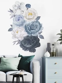 1pc Flower Print Wall Sticker, Modern Floral Print PVC Wall Decal For Home Decoration - Multicolor - View 4